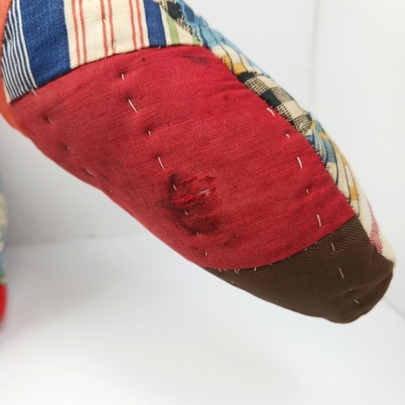 ANTIQUE HANDMADE Crazy Patchwork Fabric Stuffed Teddy Bear Freshly Dry Cleaned - Picture 10 of 11